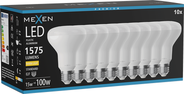 Mexen Nova 10x LED Bulb E27, R80, 15W, Warm - 3000K, 1575 lm - L105-E27-1530-01x10