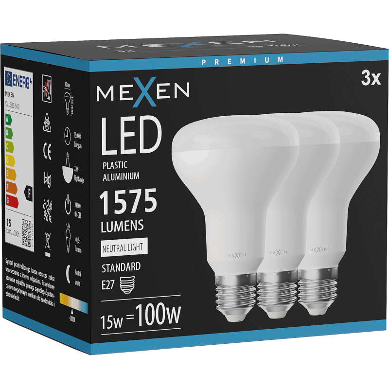 Mexen Nova 3x LED Bulb E27, R80, 15W, Neutral - 4000K, 1575 lm - L105-E27-1540-01x03