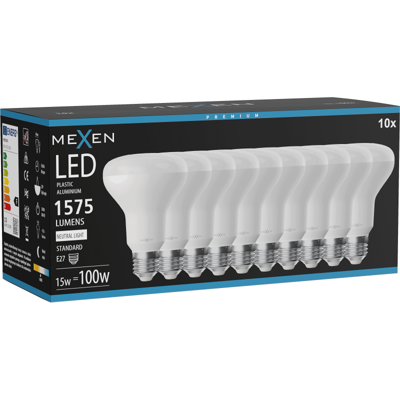 Mexen Nova 10x LED Bulb E27, R80, 15W, Neutral - 4000K, 1575 lm - L105-E27-1540-01x10