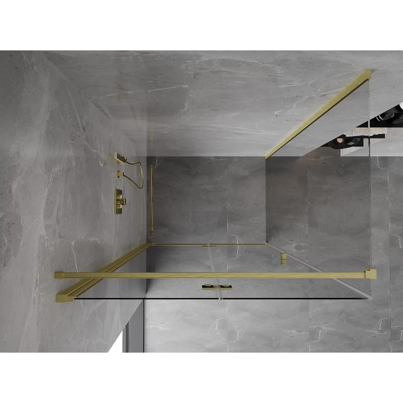 Mexen Mist-F folding shower cabin left 75 x 80 cm, transparent, brushed gold - 8A6T-075-080-55-00-L