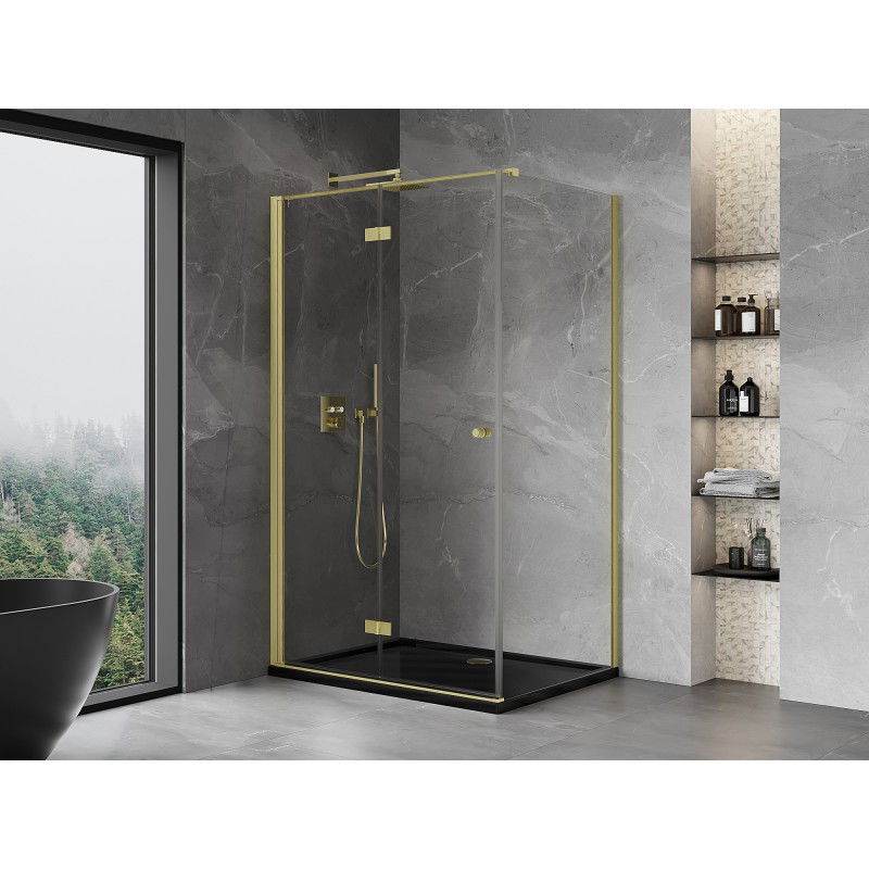 Mexen Mist-F folding shower cabin left 85 x 80 cm, transparent, brushed gold - 8A6T-085-080-55-00-L