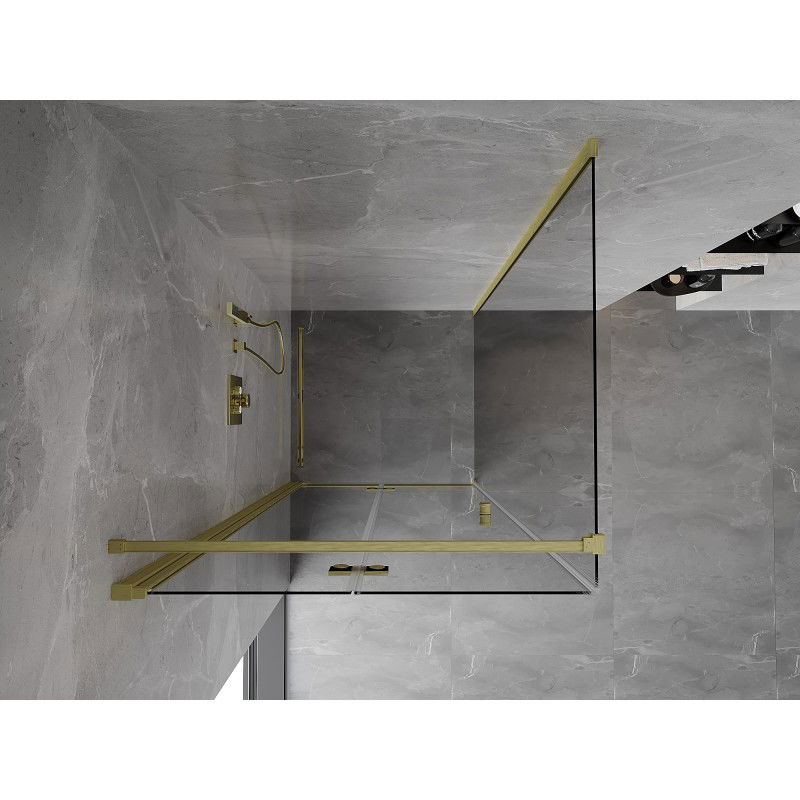 Mexen Mist-F folding shower cabin left 120 x 120 cm, transparent, brushed gold - 8A6T-120-120-55-00-L