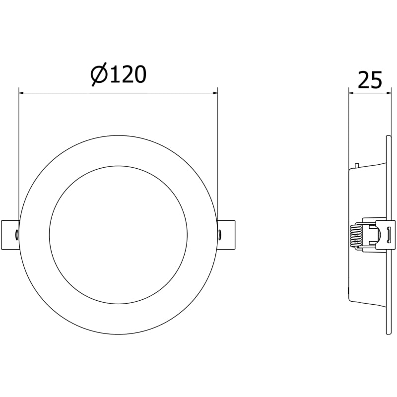 Mexen LDRR recessed LED downlight ceiling panel, 12 cm diameter, 6W, Cool - 6500K, 450 lm, black - L210-012-0665-70