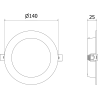 Mexen LDRR recessed LED downlight ceiling panel, 14 cm, 9W, Neutral - 4000K, 720 lm, black - L210-014-0940-70
