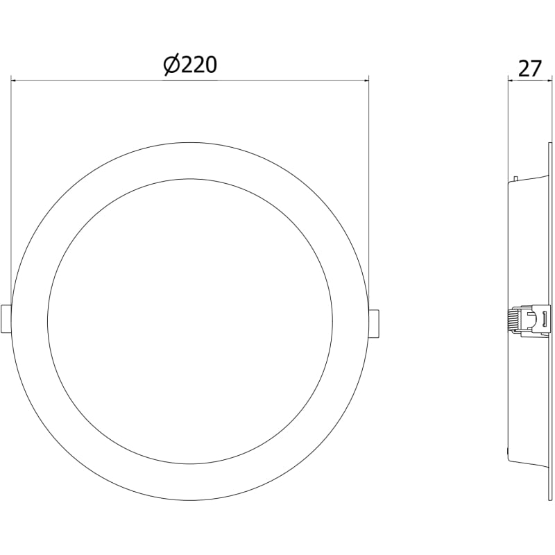 Mexen LDRR recessed LED downlight ceiling panel, 22 cm diameter, 18W, Cold - 6500K, 1440 lm, black - L210-022-1865-70