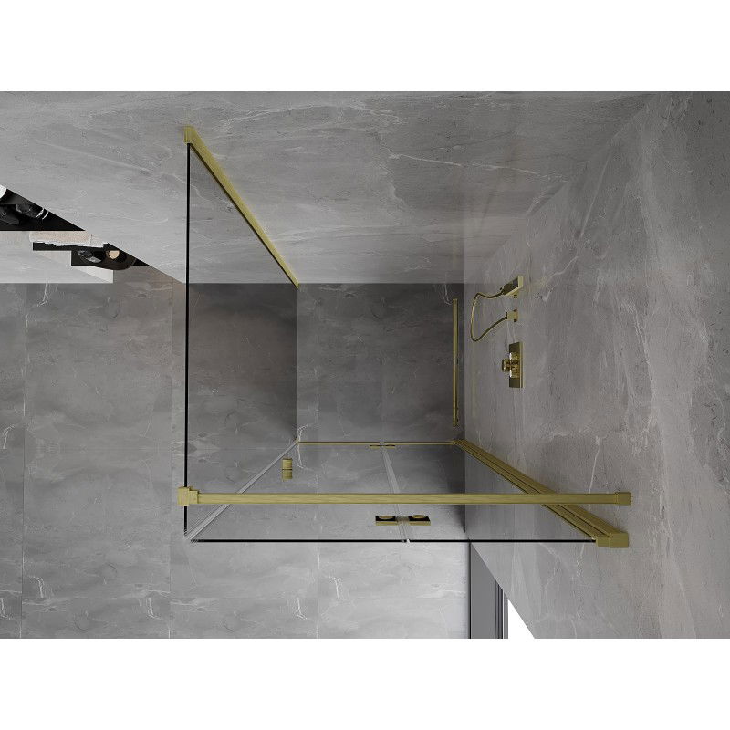 Mexen Mist-F folding shower enclosure right 75 x 75 cm, transparent, brushed gold - 8A6T-075-075-55-00-P