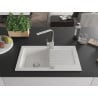 Mexen Pablo 1-bowl granite sink with drainer and Rita kitchen tap, white - 6510-20-670300-00