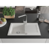 Mexen Pablo granite kitchen sink single-bowl with drainer and kitchen faucet Rita, white - 6510-20-670300-00