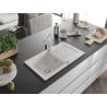 Mexen Pablo 1-bowl granite sink with drainer and Rita kitchen tap, white - 6510-20-670300-00