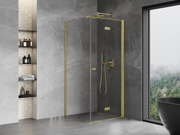 Mexen Mist-F folding shower cabin right 95 x 95 cm, transparent, brushed gold - 8A6T-095-095-55-00-P