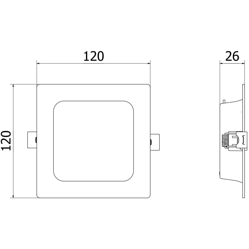 Mexen LDRR LED recessed ceiling downlight panel 12 x 12 cm, 6W, Cold - 6500K, 600 lm, black - L211-012-0665-70