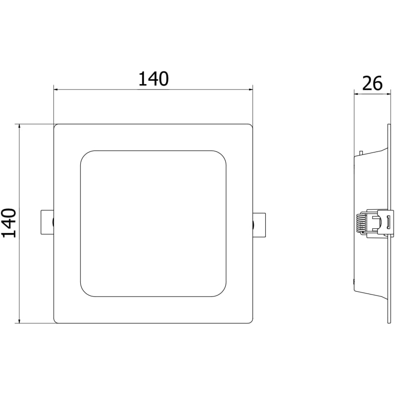 Mexen LDRR recessed downlight LED ceiling panel 14 x 14 cm, 9W, Cool - 6500K, 720 lm, black - L211-014-0965-70