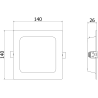 Mexen LDRR recessed downlight LED ceiling panel 14 x 14 cm, 9W, Cool - 6500K, 720 lm, black - L211-014-0965-70