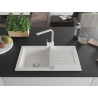 Mexen Pablo granite kitchen sink 1-bowl with drainer and Rita kitchen faucet, white - 6510-20-670300-20
