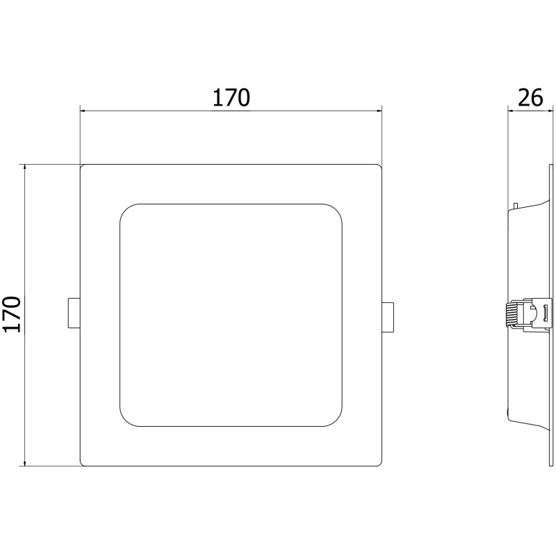Mexen LDRR LED Downlight Ceiling Panel Recessed 17 x 17 cm, 12W, Neutral - 4000K, 1320 lm, Black - L211-017-1240-70