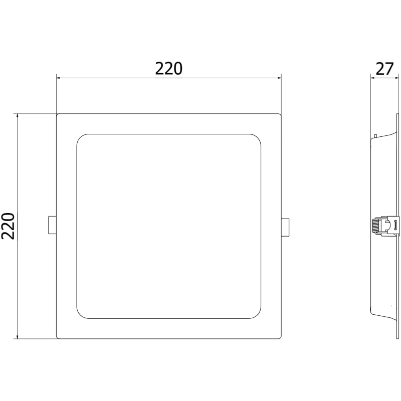 Mexen LDRR LED Recessed Ceiling Downlight Panel 22 x 22 cm, 18W, Neutral - 4000K, 1350 lm, Black - L211-022-1840-70