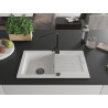 Mexen Pablo granit kitchen sink 1-bowl with drainer and Rita kitchen faucet, white - 6510-20-670300-70