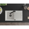 Mexen Pablo granit kitchen sink 1-bowl with drainer and Rita kitchen faucet, white - 6510-20-670300-70