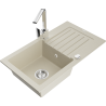 Mexen Pablo granite sink 1-bowl with drainer and Rita kitchen tap, beige - 6510-69-670300-00