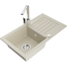 Mexen Pablo single-bowl granite sink with drainer and Rita kitchen faucet, beige - 6510-69-670300-00
