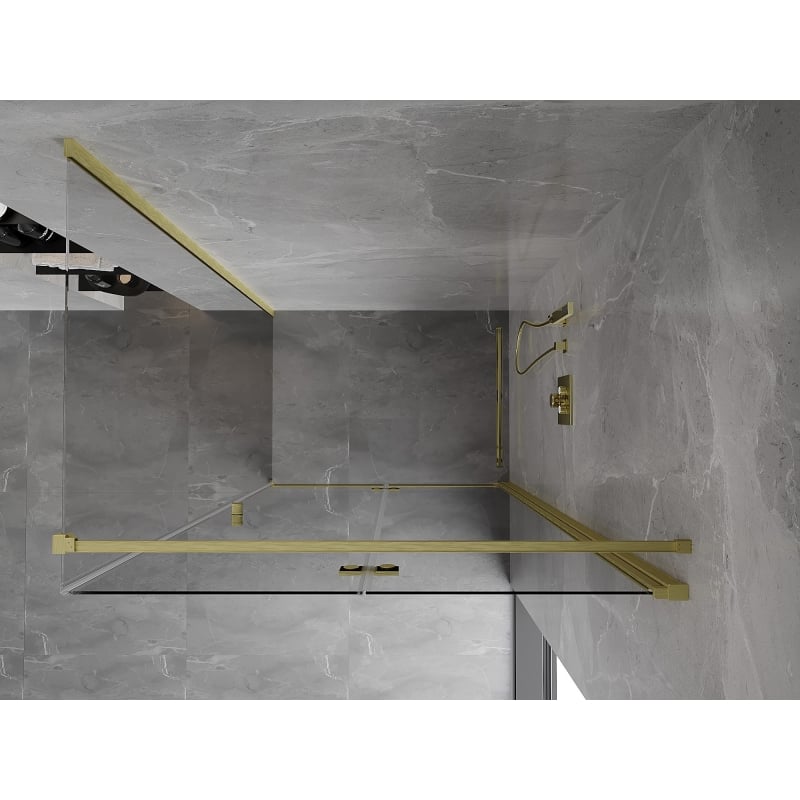 Mexen Mist-F folding shower cabin right 80 x 100 cm, transparent, brushed gold - 8A6T-080-100-55-00-P
