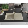 Mexen Pablo 1-bowl granite sink with drainer and Rita kitchen tap, beige - 6510-69-670300-69