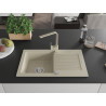 Mexen Pablo granite kitchen sink single-bowl with drainer and kitchen faucet Rita, beige - 6510-69-670300-69