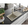 Mexen Pablo 1-bowl granite sink with drainer and Rita kitchen faucet, beige - 6510-69-670300-69