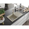 Mexen Pablo 1-bowl granite sink with drainer and Rita kitchen tap, beige - 6510-69-670300-69