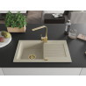 Mexen Pablo granite sink 1-bowl with drainer and kitchen faucet Rita, beige - 6510-69-670300-50