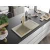 Mexen Pablo granite sink 1-bowl with drainer and kitchen faucet Rita, beige - 6510-69-670300-50