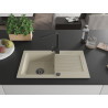 Mexen Pablo granite kitchen sink 1-bowl with drainer and kitchen faucet Rita, beige - 6510-69-670300-70