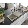 Mexen Pablo granite kitchen sink 1-bowl with drainer and kitchen faucet Rita, beige - 6510-69-670300-70