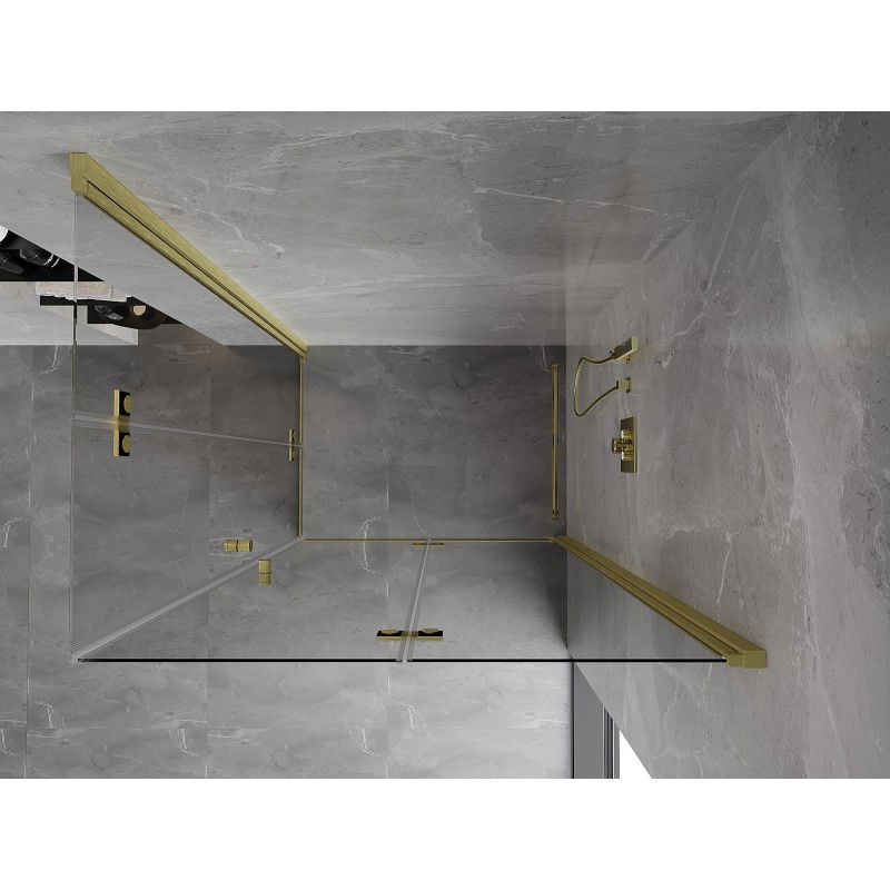 Mexen Mist-F Duo folding shower cabin right 70 x 80 cm, transparent, brushed gold - 8A6-070L-080P-55-00
