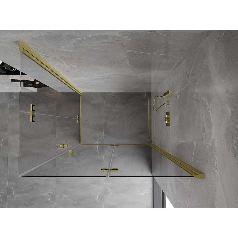 Mexen Mist-F Duo folding shower cabin right 80 x 100 cm, transparent, brushed gold - 8A6-080L-100P-55-00
