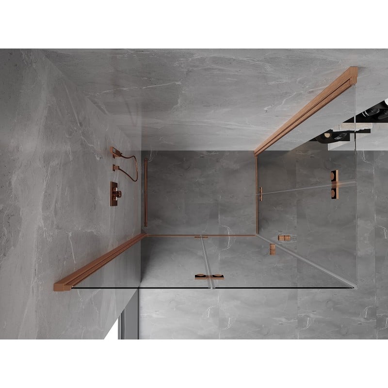 Mexen Mist-F Duo folding shower cabin left 85 x 70 cm, transparent, brushed copper - 8A6-085L-070P-65-00
