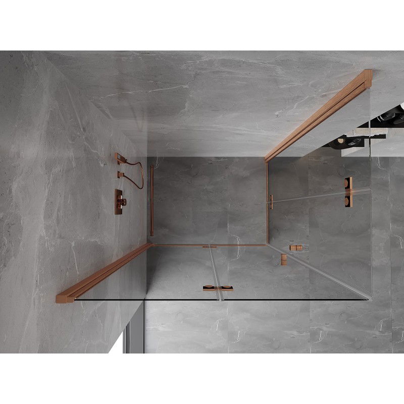 Mexen Mist-F Duo folding shower cabin left 100 x 95 cm, transparent, brushed copper - 8A6-100L-095P-65-00