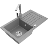 Mexen Pablo granite kitchen sink 1-bowl with drainer and kitchen faucet Rita, gray - 6510-71-670300-00