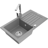 Mexen Pablo granite sink 1-bowl with drainer and Rita kitchen tap, grey - 6510-71-670300-00