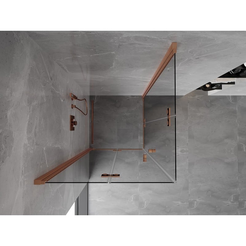 Mexen Mist-F Duo 90 x 90 cm Foldable Shower Cabin, Transparent, Brushed Copper - 8A6-090L-090P-65-00
