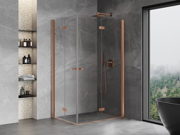 Mexen Mist-F Duo folding shower cabin right 70 x 85 cm, transparent, brushed copper - 8A6-070L-085P-65-00