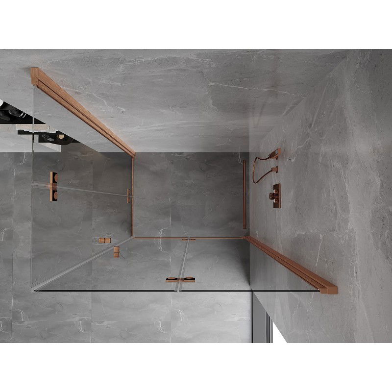Mexen Mist-F Duo Foldable Shower Enclosure Right 85 x 90 cm, Transparent, Brushed Copper - 8A6-085L-090P-65-00