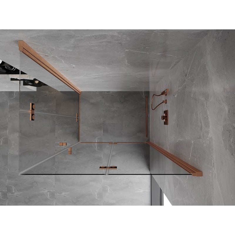 Mexen Mist-F Duo Folding Shower Enclosure Right 80 x 95 cm, Transparent, Brushed Copper - 8A6-080L-095P-65-00