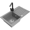 Mexen Pablo granite kitchen sink 1-bowl with drainer and kitchen faucet Rita, gray - 6510-71-670300-70