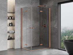 Mexen Mist-F Duo Folding Shower Cabin Right 70 x 120 cm, Transparent, Brushed Copper - 8A6-070L-120P-65-00