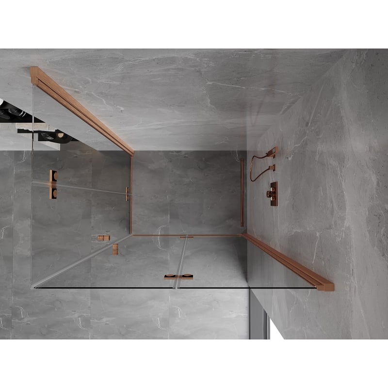 Mexen Mist-F Duo Folding Shower Cabin Right 70 x 120 cm, Transparent, Brushed Copper - 8A6-070L-120P-65-00
