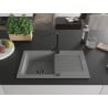 Mexen Pablo 1-bowl granite sink with drainer and Rita kitchen faucet, gray - 6510-71-670300-70-B