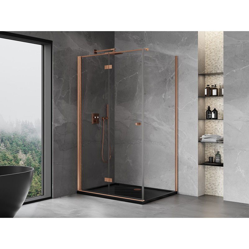 Mexen Mist-F folding shower cabin left 75 x 70 cm, transparent, brushed copper - 8A6T-075-070-65-00-L