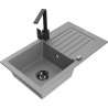 Mexen Pablo granite kitchen sink 1-bowl with drainer and kitchen faucet Rita, gray - 6510-71-670300-70-B
