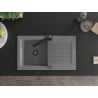 Mexen Pablo 1-bowl granite sink with drainer and Rita kitchen faucet, gray - 6510-71-670300-70-B